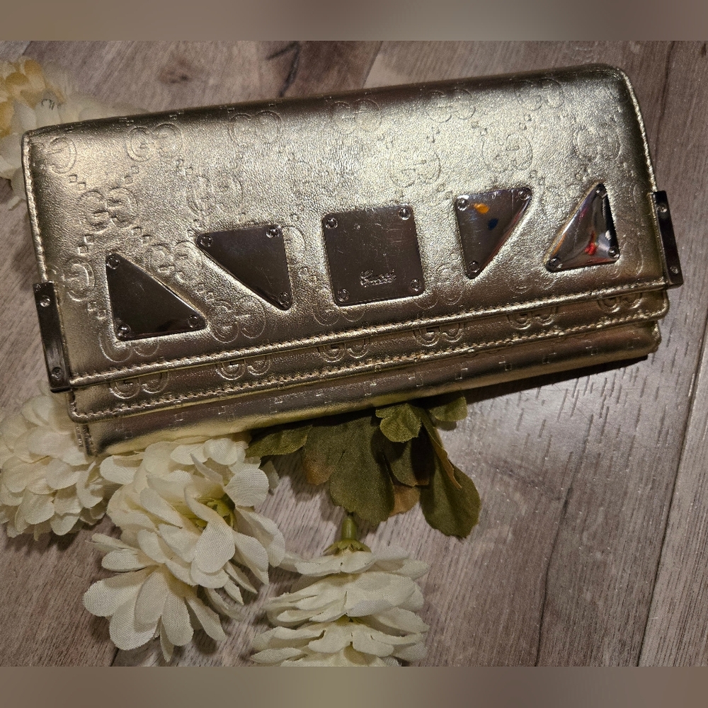 GUCCI METALLIC GOLD LONG WALLET